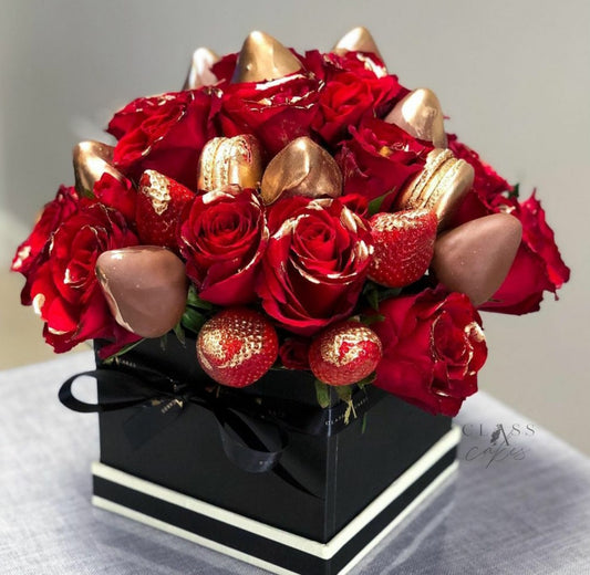 STRAWBERRIES & ROSES ARRANGEMENT